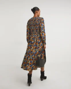 Zip Front Shirred Bodice Smock Dress| Multi Coloured Floral 7 Zip Front Shirred Bodice Smock Dress| Multi Coloured Floral -MONSON Clothing Shop x01gh598795w