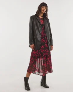 Printed Godet Hem Midi Dress| Red Print -MONSON Clothing Shop x01gh631796w