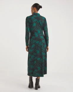 Printed Soft Touch Jersey Zip Front Midi Dress| Teal Print -MONSON Clothing Shop x01gh650763w