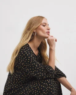 Black Spot Keyhole Soft Touch Jersey Dress| Black Spotted -MONSON Clothing Shop x01gh667732w