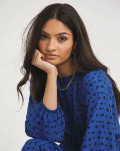 Blue Spot Balloon Sleeve Tea Dress| Blue Spot -MONSON Clothing Shop x01gh734705w