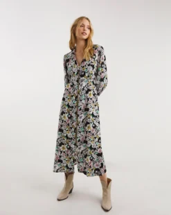 Floral Front Shirt Dress With Open Neck| Multi Coloured Floral