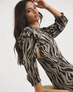 Printed Button Through Viscose Twill Shirt Dress| Black/Natural 7 Printed Button Through Viscose Twill Shirt Dress| Black/Natural -MONSON Clothing Shop x01gh811708w