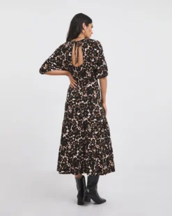 Open Tie Back Midi Jersey Smock Dress| Brown Multi-coloured 7 Open Tie Back Midi Jersey Smock Dress| Brown Multi-coloured -MONSON Clothing Shop x01gh898740w