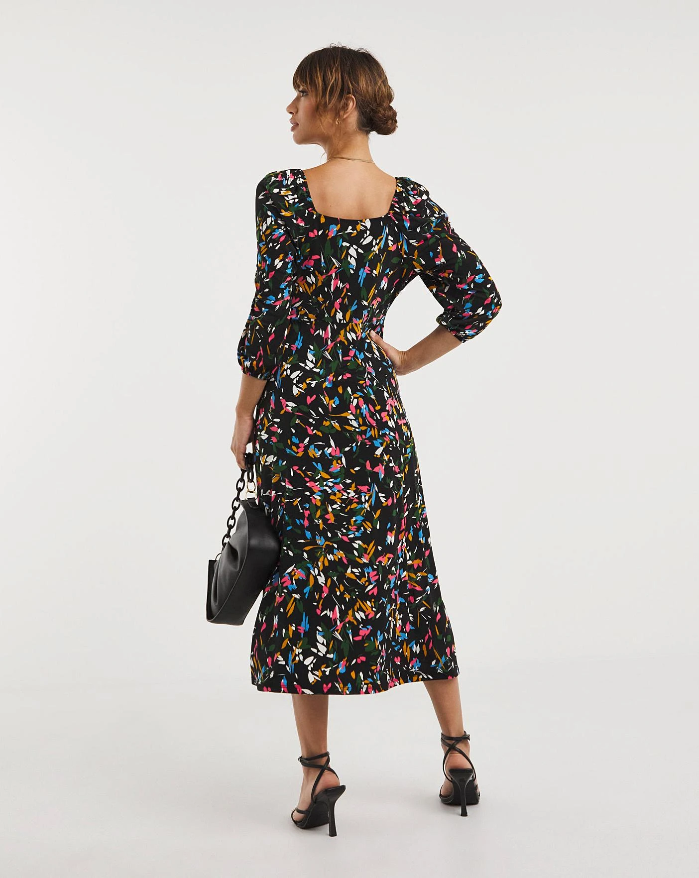 Square Neck Jersey Midi Dress| Multi Print 4 Square Neck Jersey Midi Dress| Multi Print - Image 4