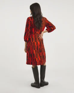 Soft Touch Button Front Dress| Black/Red Print -MONSON Clothing Shop x01gh941706w