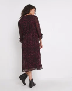Joe Browns Chifton Animal Print Midi Dress| Wine -MONSON Clothing Shop x01gv746755w