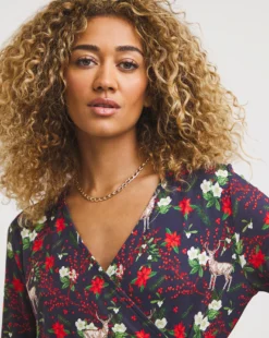 Joe Browns Christmas Jersey Dress| Navy Multi -MONSON Clothing Shop x01gv918769w