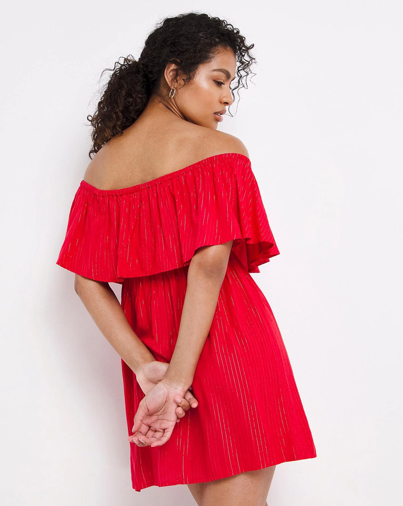 Simply Be Value Bardot Beach Dress| Red 2 Simply Be Value Bardot Beach Dress| Red - Image 2