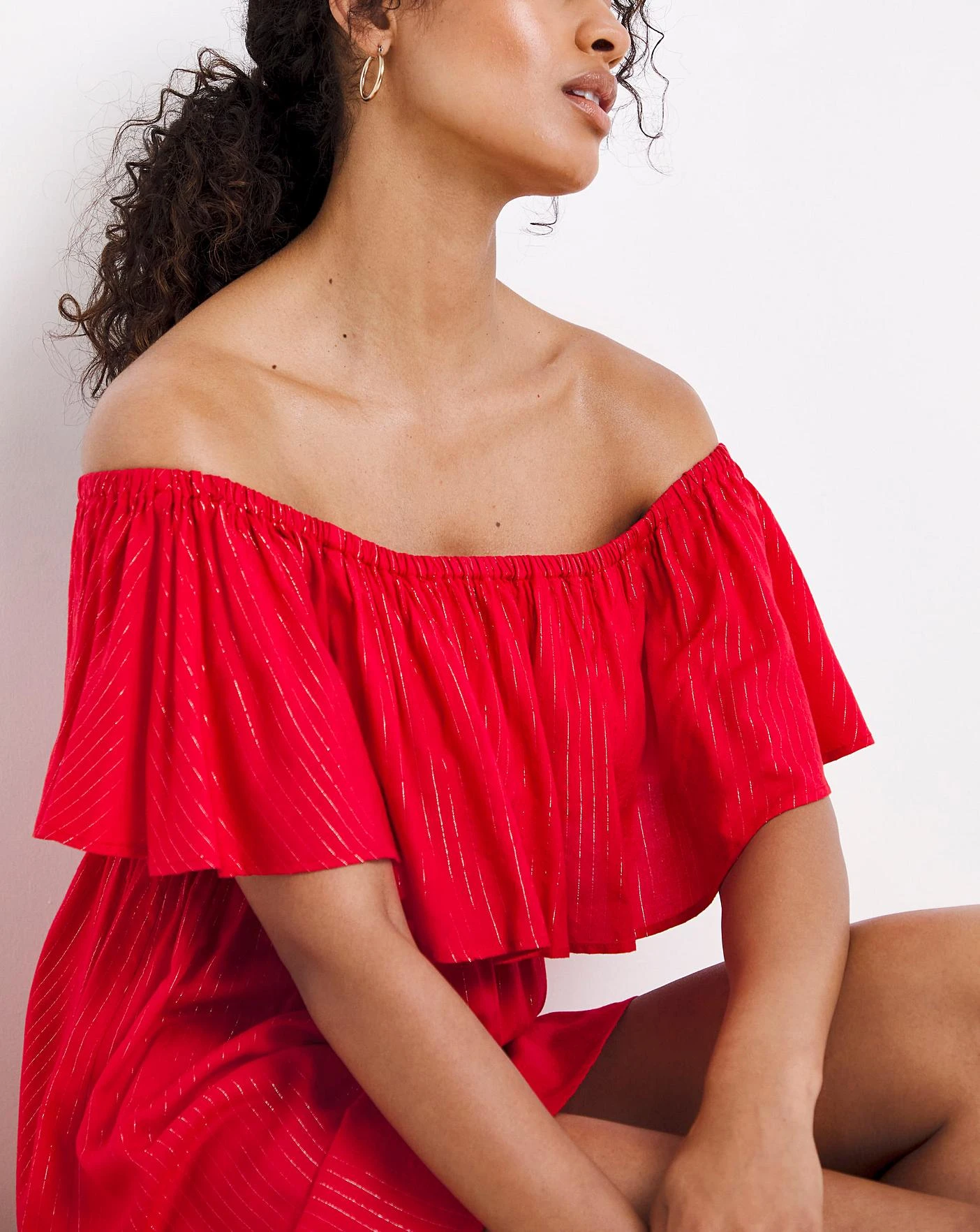 Simply Be Value Bardot Beach Dress| Red 3 Simply Be Value Bardot Beach Dress| Red - Image 3