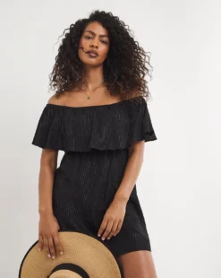 Simply Be Value Bardot Beach Dress| Black