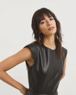 French Connection Etta Recycled Vegan Leather Dress| Black -MONSON Clothing Shop x01ie663738w