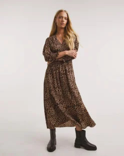 Whistles Jungle Cheetah Shirred Dress| Multi