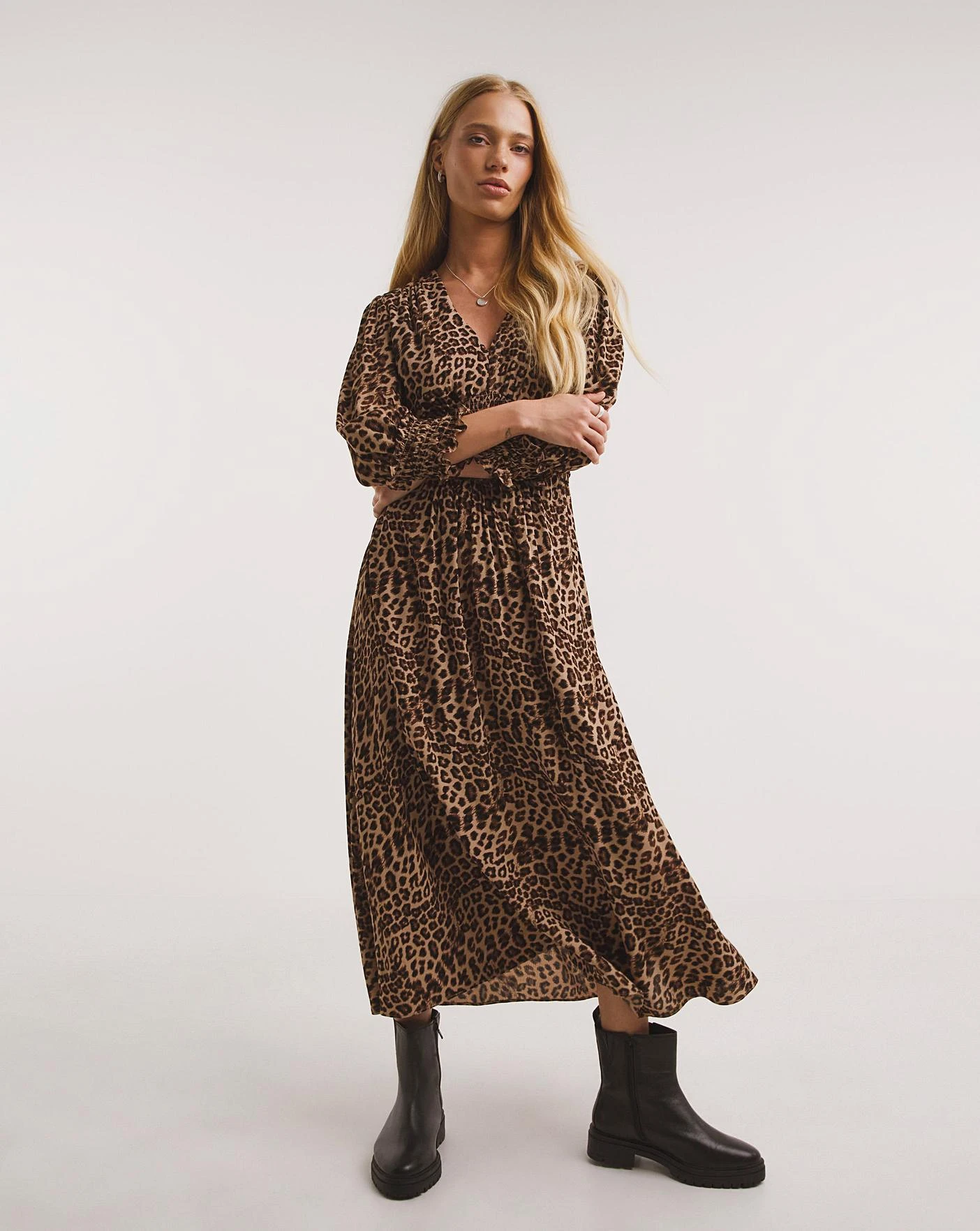 Whistles Jungle Cheetah Shirred Dress| Multi 1 Whistles Jungle Cheetah Shirred Dress| Multi