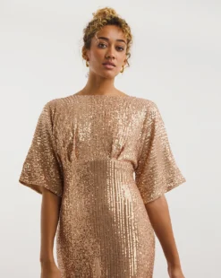 Closet London Sequin Kimono Pencil Dress| Rose Gold -MONSON Clothing Shop x01ie964746w