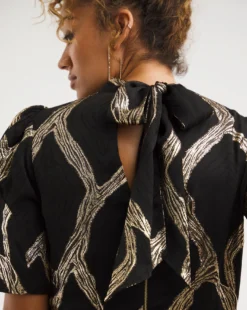Closet London Gold Lurex Tie Dress| Black Multi -MONSON Clothing Shop x01ie998745w