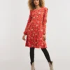 Joe Browns Floral Frill Jersey Dress| Red