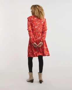 Joe Browns Floral Frill Jersey Dress| Red -MONSON Clothing Shop x01if522722w