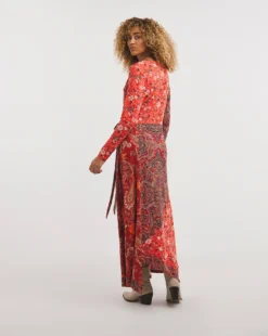 Joe Browns Paisley Boho Wrap Red Jersey Maxi Dress| Red Multicolour -MONSON Clothing Shop x01if545722w
