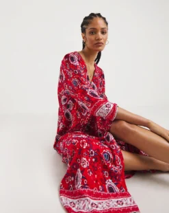 Joe Browns Savannah Boho Maxi Dress| Red Multicolour -MONSON Clothing Shop x01if829733w