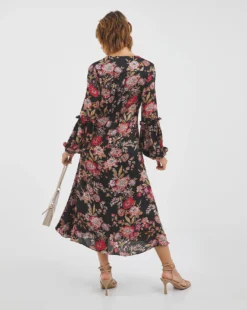 Joanna Hope Shirred Detail Satin Maxi Dress| Print -MONSON Clothing Shop x01ii202732w