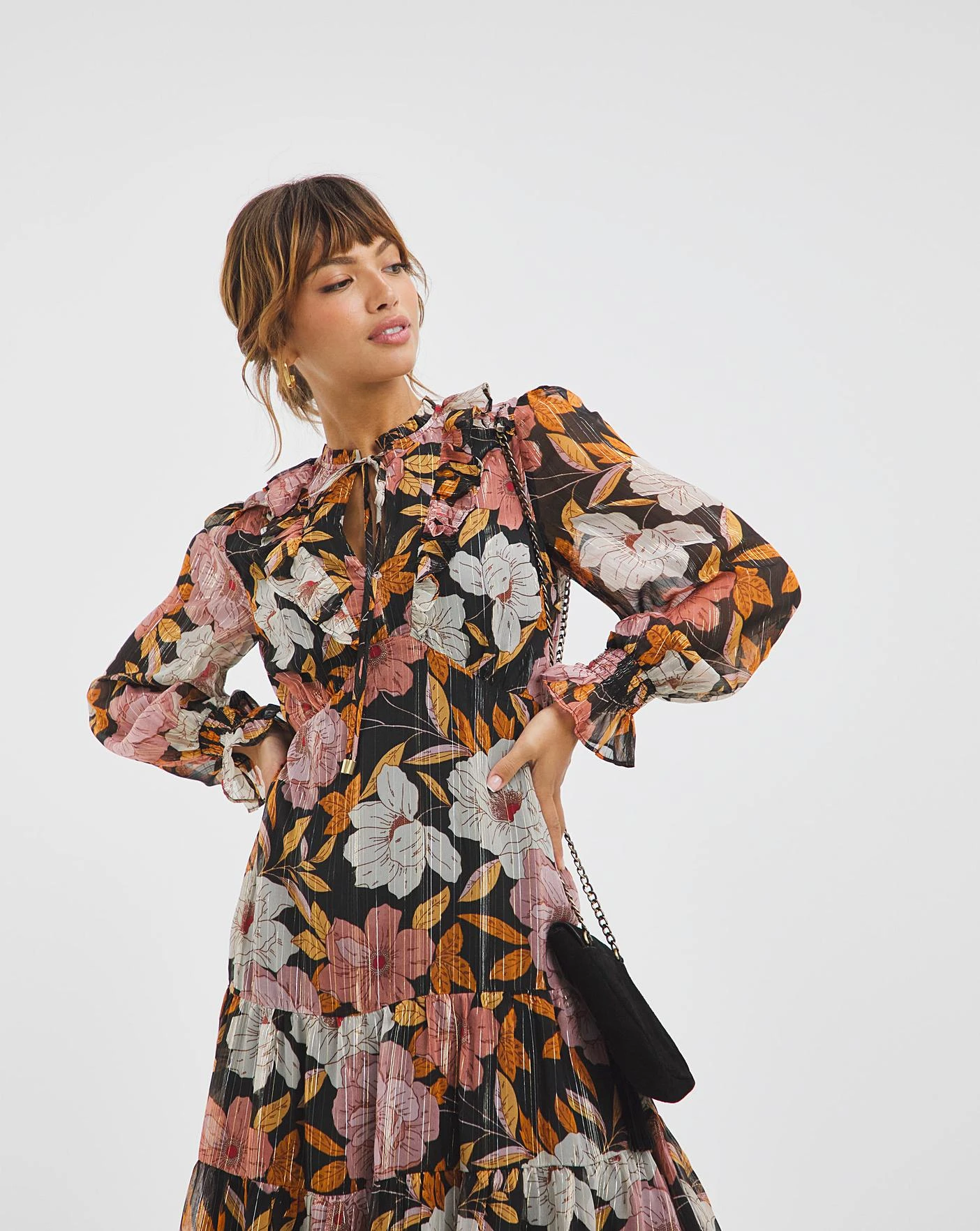 Joanna Hope Tiered Tie Neck Maxi Dress| Print 2 Joanna Hope Tiered Tie Neck Maxi Dress| Print - Image 2