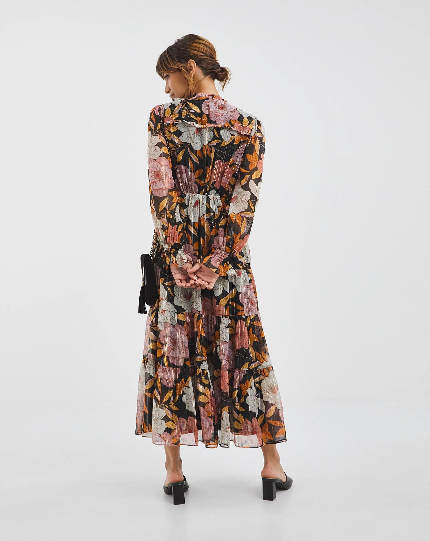 Joanna Hope Tiered Tie Neck Maxi Dress| Print 3 Joanna Hope Tiered Tie Neck Maxi Dress| Print - Image 3