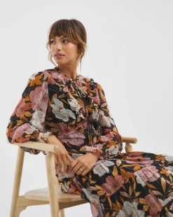 Joanna Hope Tiered Tie Neck Maxi Dress| Print 7 Joanna Hope Tiered Tie Neck Maxi Dress| Print -MONSON Clothing Shop x01ii207733w