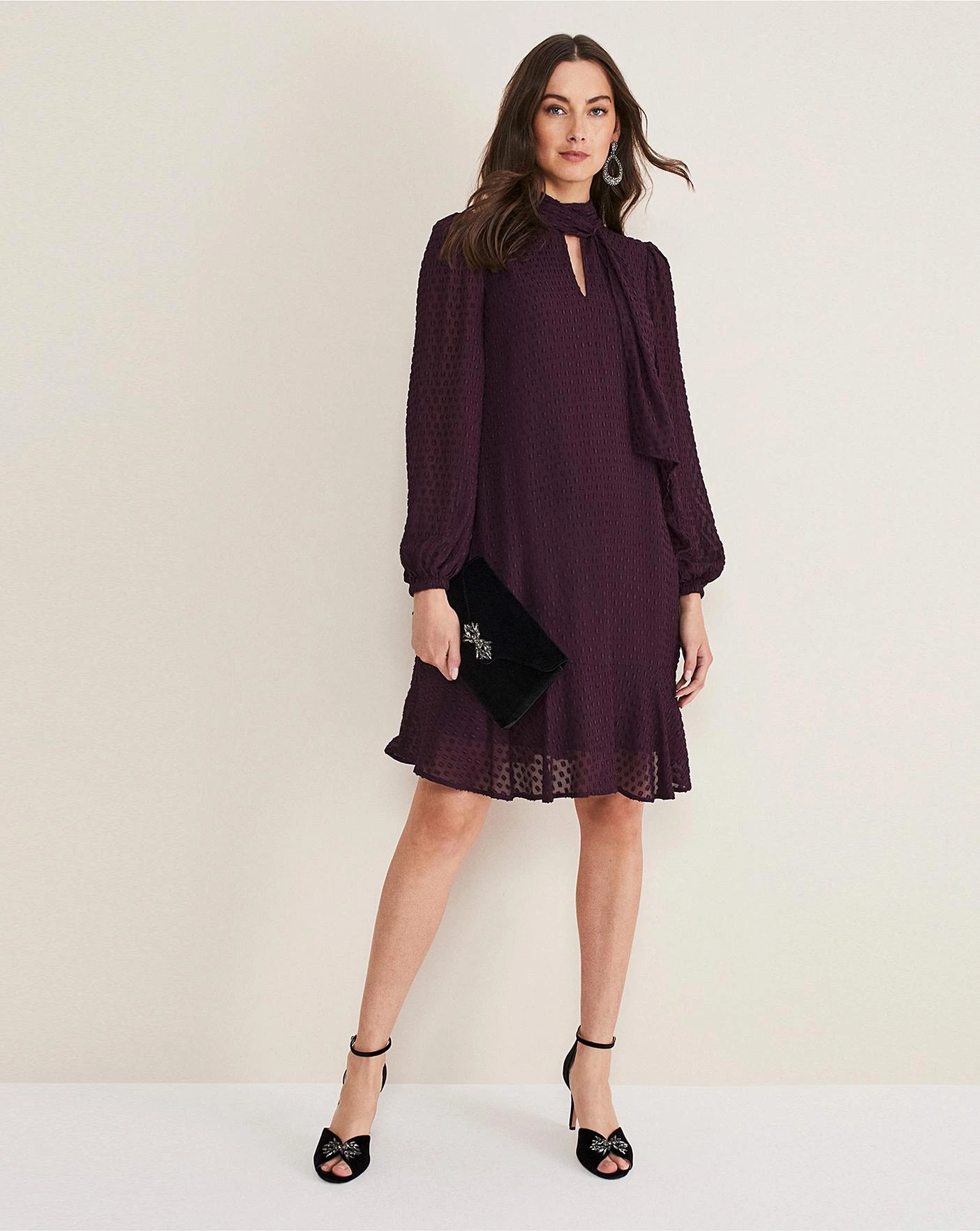 Phase Eight Everly Textured Swing Dress| Plum 5 Phase Eight Everly Textured Swing Dress| Plum - Image 5