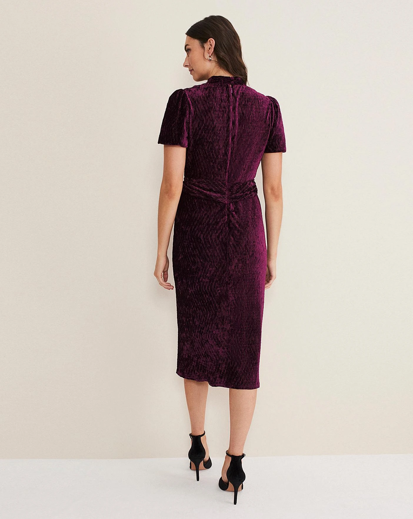 Phase Eight Kaylee Velvet Pleat Dress| Red 3 Phase Eight Kaylee Velvet Pleat Dress| Red - Image 3