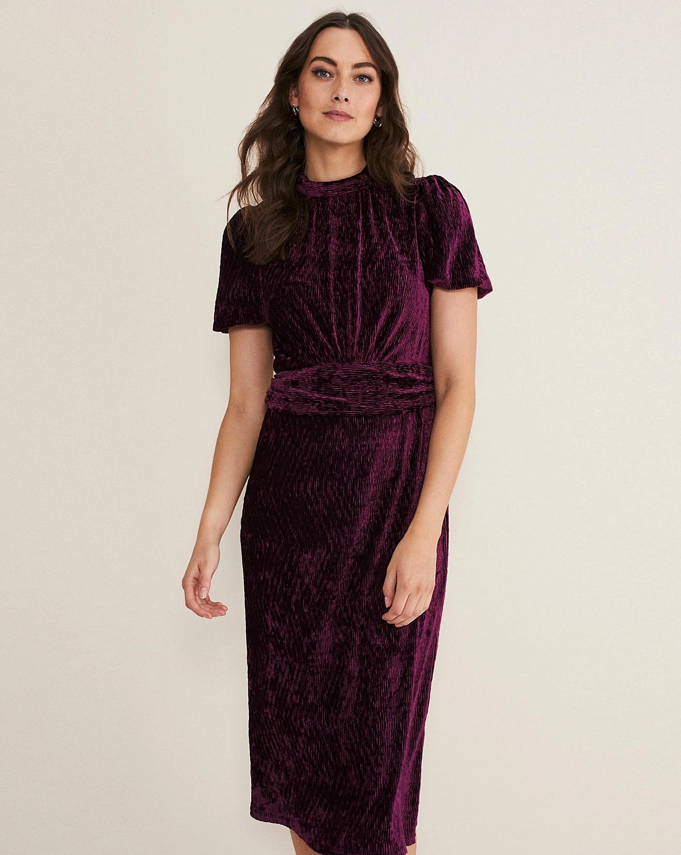 Phase Eight Kaylee Velvet Pleat Dress| Red 6 Phase Eight Kaylee Velvet Pleat Dress| Red - Image 6