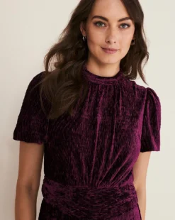 Phase Eight Kaylee Velvet Pleat Dress| Red 11 Phase Eight Kaylee Velvet Pleat Dress| Red -MONSON Clothing Shop x01km655504s