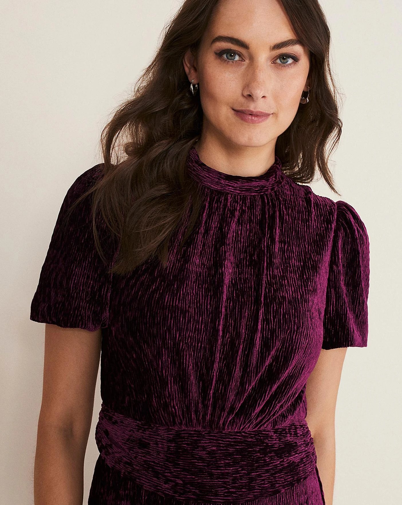 Phase Eight Kaylee Velvet Pleat Dress| Red 4 Phase Eight Kaylee Velvet Pleat Dress| Red - Image 4