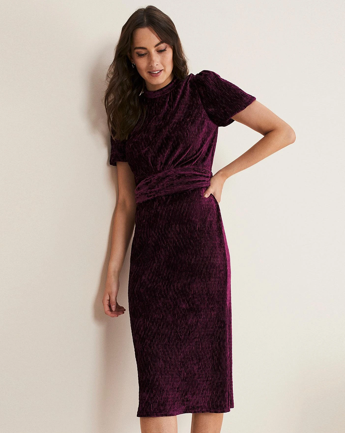 Phase Eight Kaylee Velvet Pleat Dress| Red 5 Phase Eight Kaylee Velvet Pleat Dress| Red - Image 5