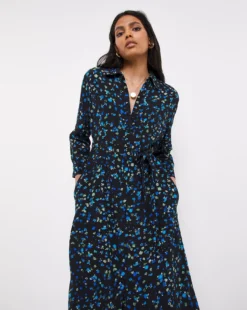 French Connection Ferna Bella Delphine Shirt Dress| Black Multi -MONSON Clothing Shop x01km838761w