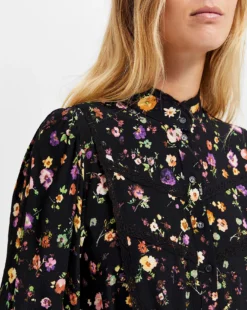 Selected Femme Floral Print Shirt Dress| Black -MONSON Clothing Shop x01km867501c