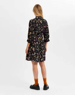 Selected Femme Floral Print Shirt Dress| Black -MONSON Clothing Shop x01km867503c