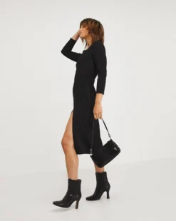 Marilyn Square Neck Scuba Crepe Dress| Black -MONSON Clothing Shop x01ol077706w