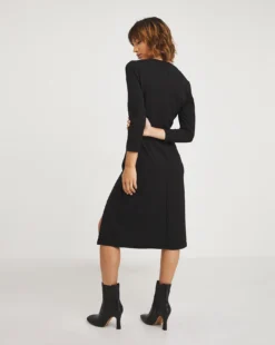 Marilyn Square Neck Scuba Crepe Dress| Black -MONSON Clothing Shop x01ol077708w