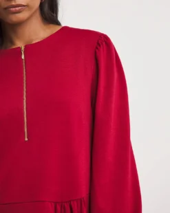 New Improved Tiered Ponte Dress| Crimson -MONSON Clothing Shop x01ol546742w