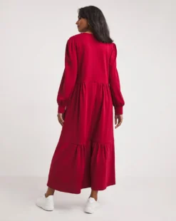 New Improved Tiered Ponte Dress| Crimson -MONSON Clothing Shop x01ol546743w