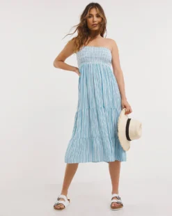 Dobby Bandeau Beach Dress| Stripe -MONSON Clothing Shop x01qs121752w