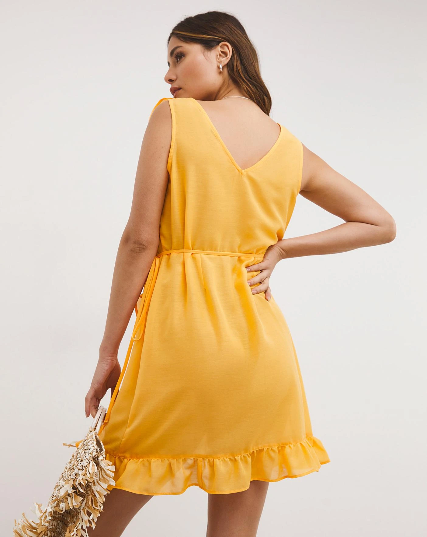 Simply Be Value Wrap Over Beach Dress| Orange 4 Simply Be Value Wrap Over Beach Dress| Orange - Image 4