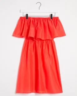 Simply Be Value Cotton Bardot Beach Dress| Red -MONSON Clothing Shop x01qs524735s