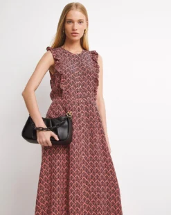 Whistles Sea Tree Print Tie Front Midi Dress| Multi