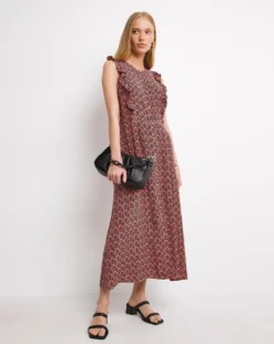 Whistles Sea Tree Print Tie Front Midi Dress| Multi -MONSON Clothing Shop x01re516752w