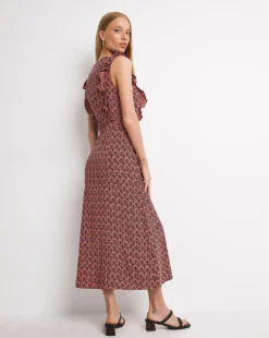 Whistles Sea Tree Print Tie Front Midi Dress| Multi -MONSON Clothing Shop x01re516753w