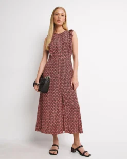 Whistles Sea Tree Print Tie Front Midi Dress| Multi -MONSON Clothing Shop x01re516755w
