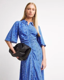 Whistles Bandana Spot Print Shirt Dress| Blue Multi-coloured -MONSON Clothing Shop x01re529753w