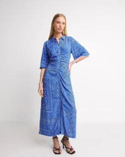 Whistles Bandana Spot Print Shirt Dress| Blue Multi-coloured -MONSON Clothing Shop x01re529755w